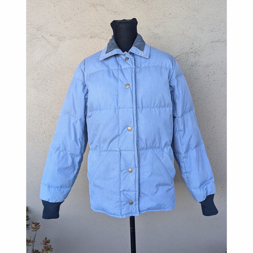 💜 Vintage Eddie Bauer Chambray Puffer Jacket – Made in Canada | Women’s M